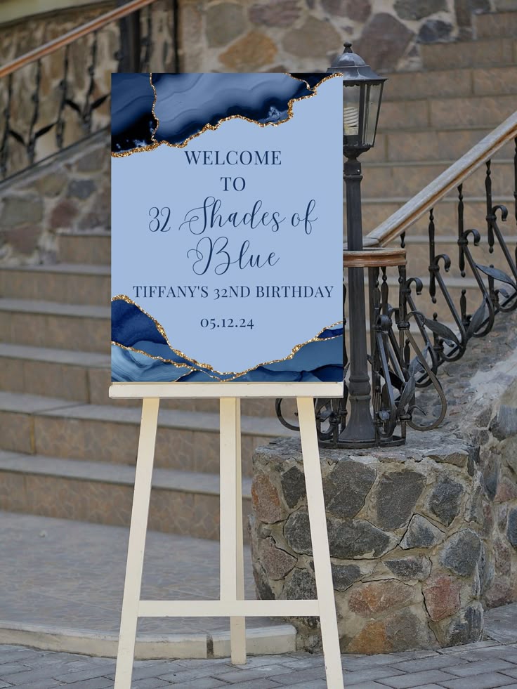 Shades of Blue Birthday Sign